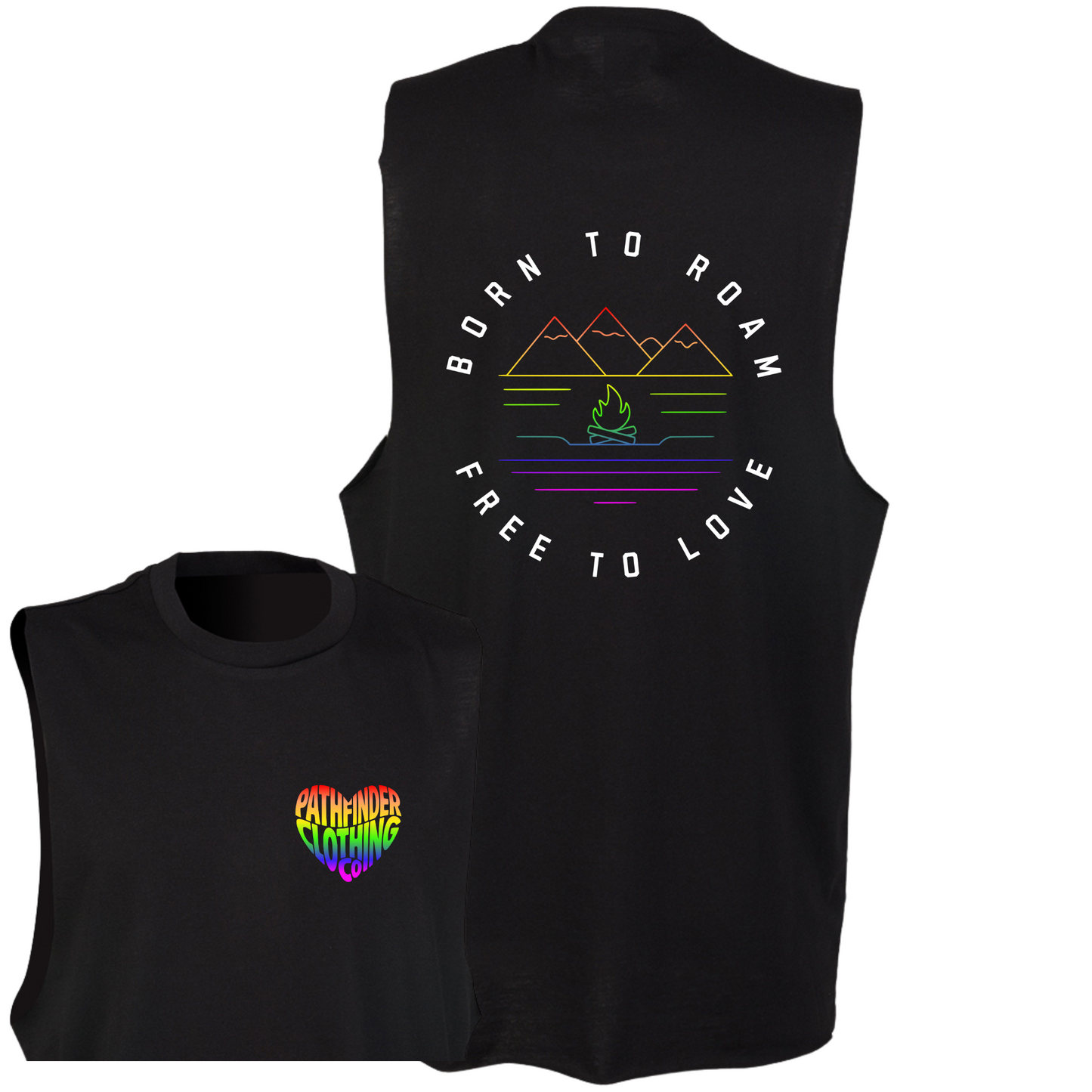 Black 'Born to Roam' Slash Armhole Vest