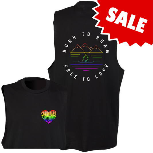 Black 'Born to Roam' Slash Armhole Vest