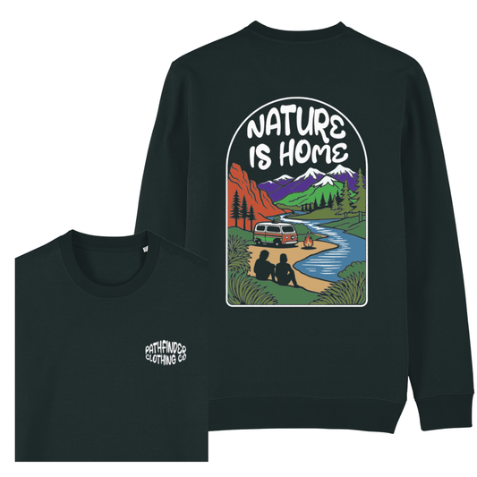 Organic 'Nature is Home' Sweatshirt in Black