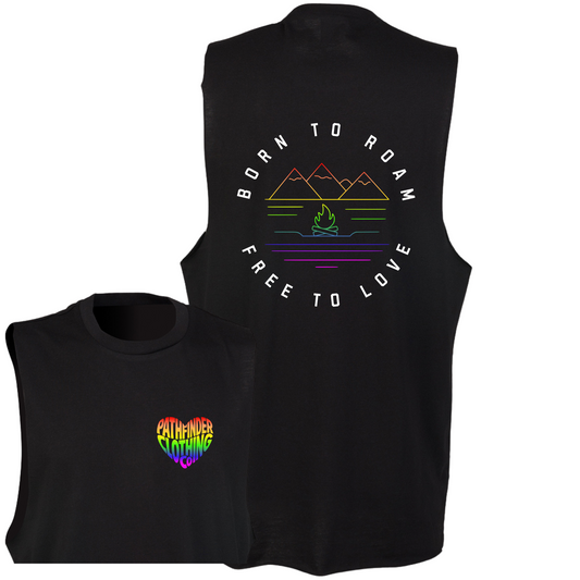 Black 'Born to Roam' Slash Armhole Vest