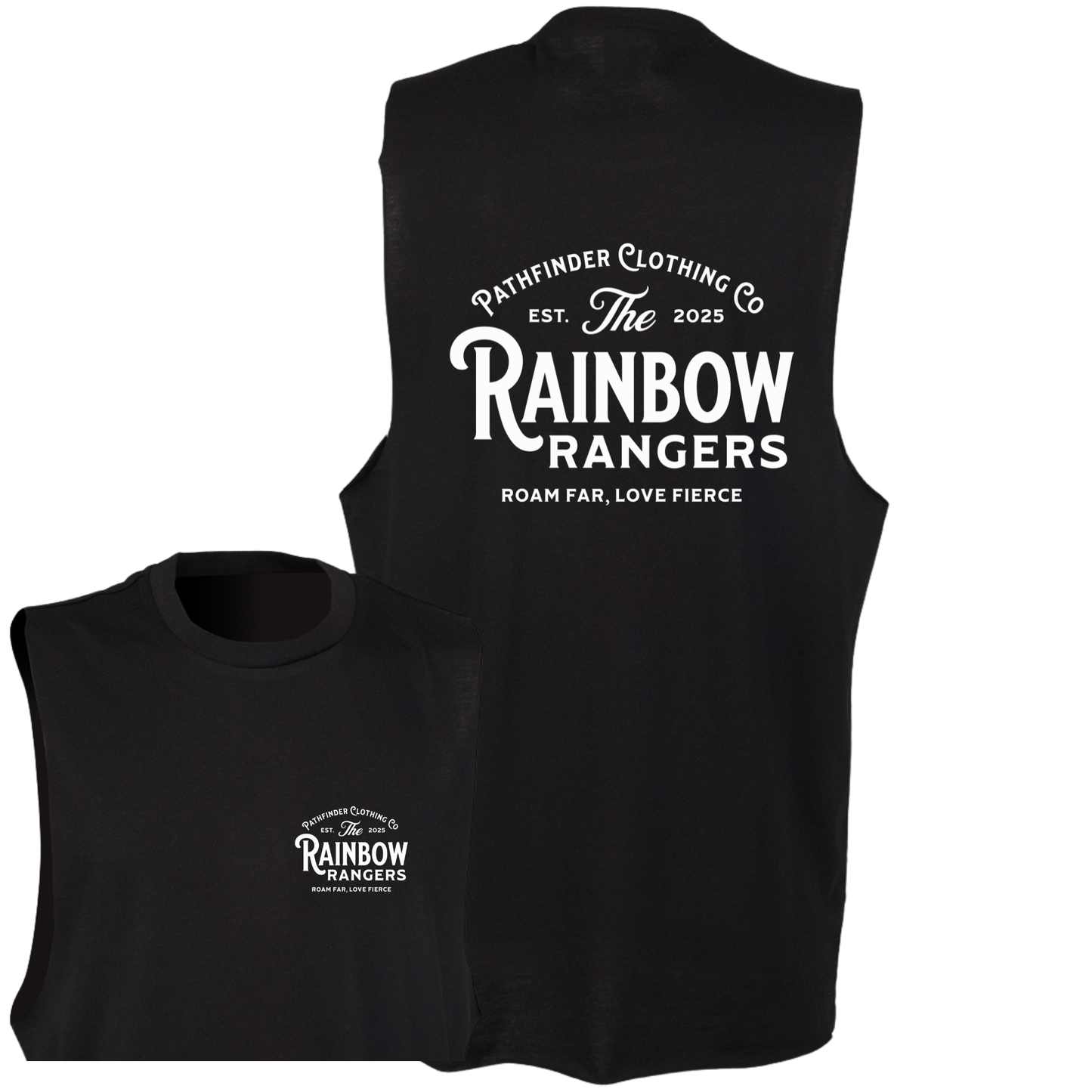 Black 'Rainbow Rangers' Slash Armhole Vest