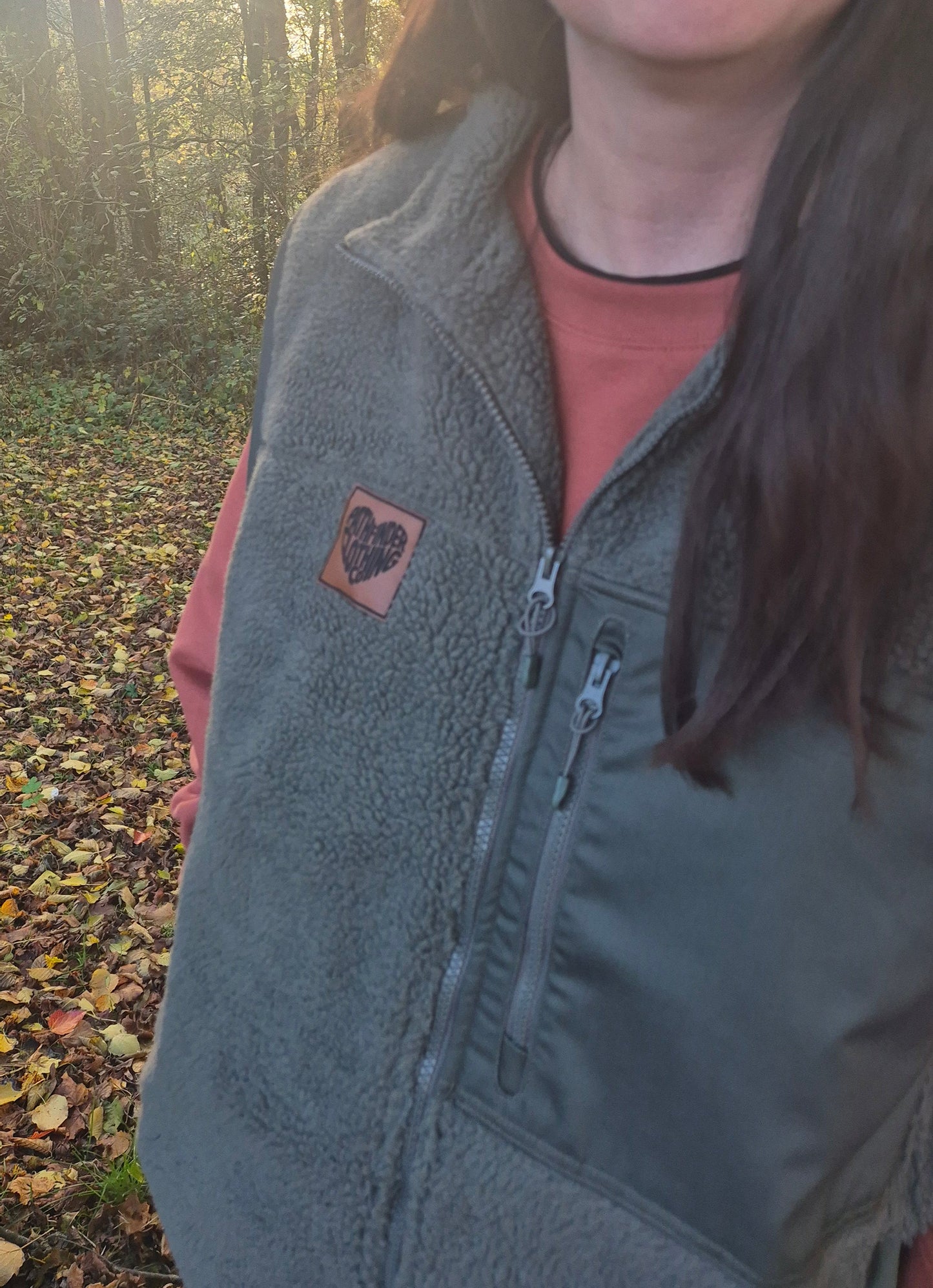 Sherpa Fleece Gilet in Dark Olive