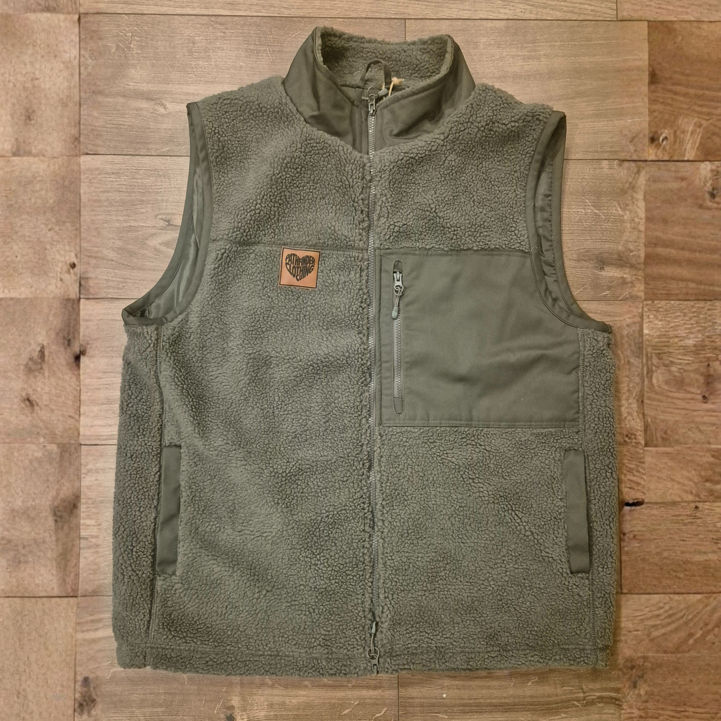 Sherpa Fleece Gilet in Dark Olive