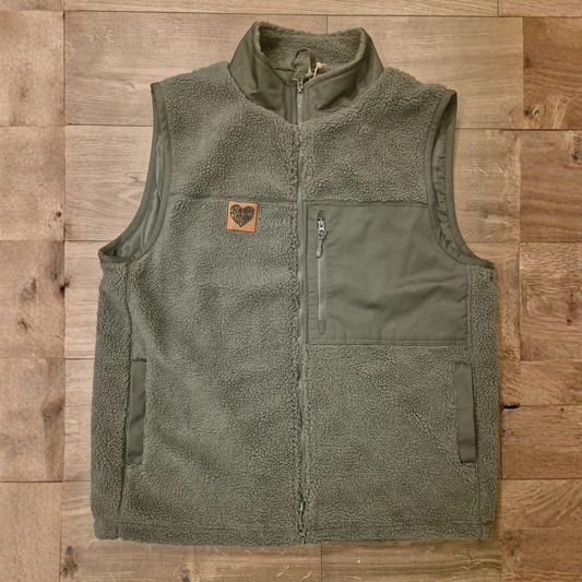 Sherpa Fleece Gilet in Dark Olive