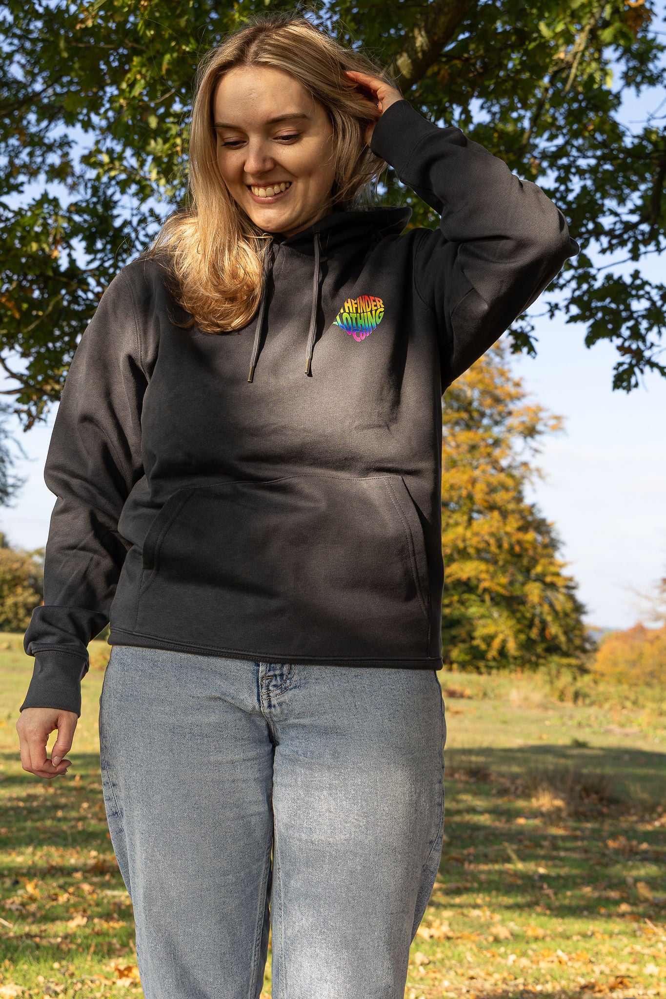 'Born to Roam' Hoodie in India Ink Grey