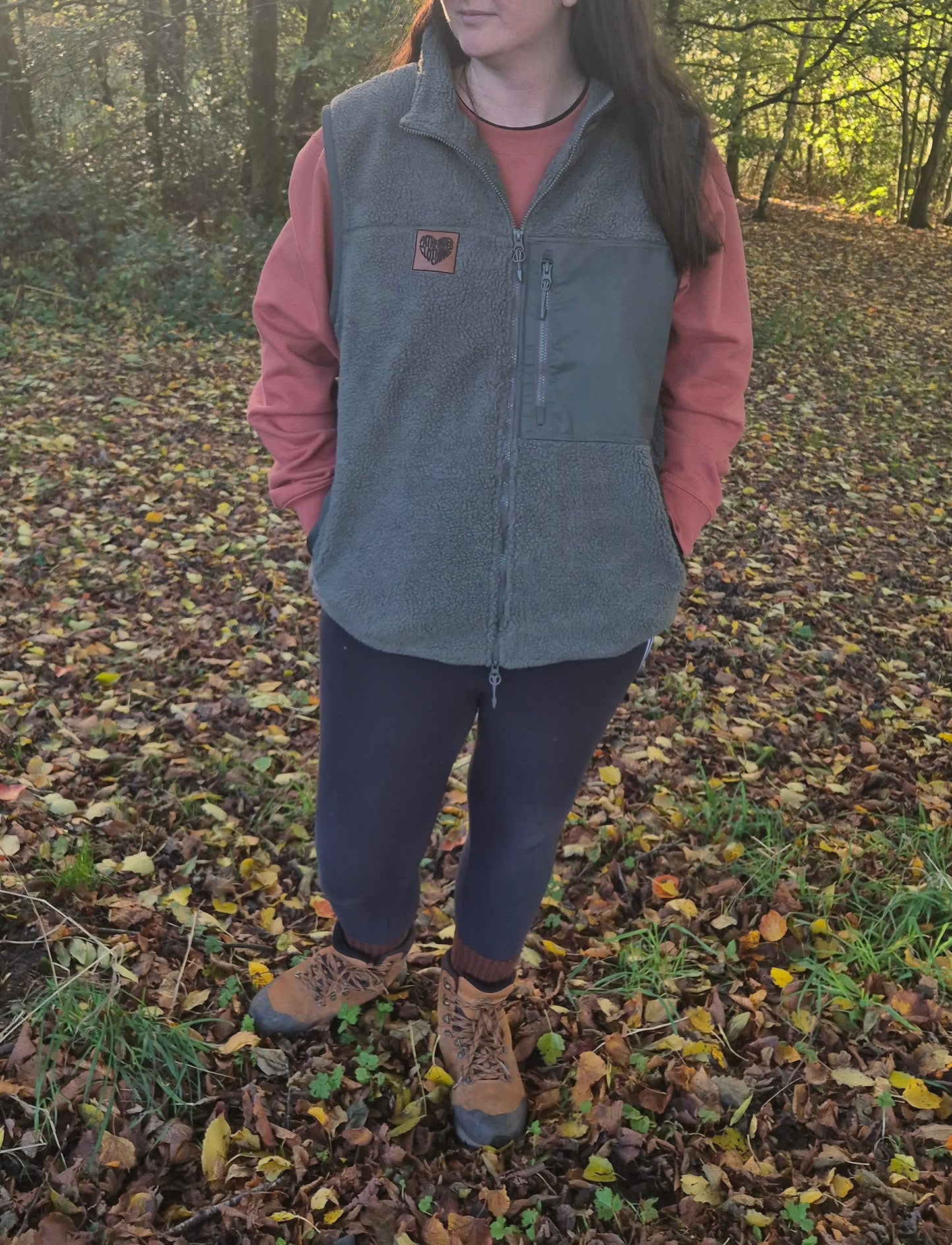 Sherpa Fleece Gilet in Dark Olive