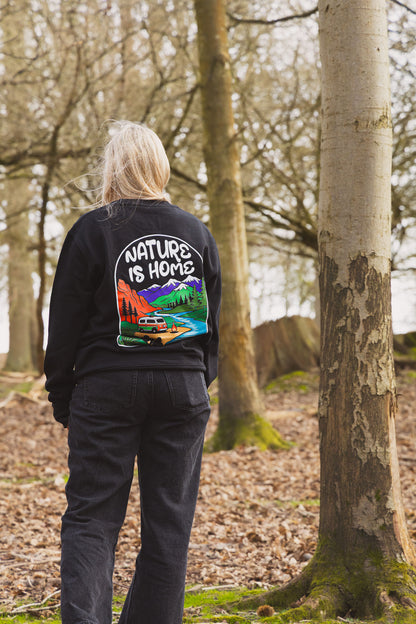 Organic 'Nature is Home' Sweatshirt in Black